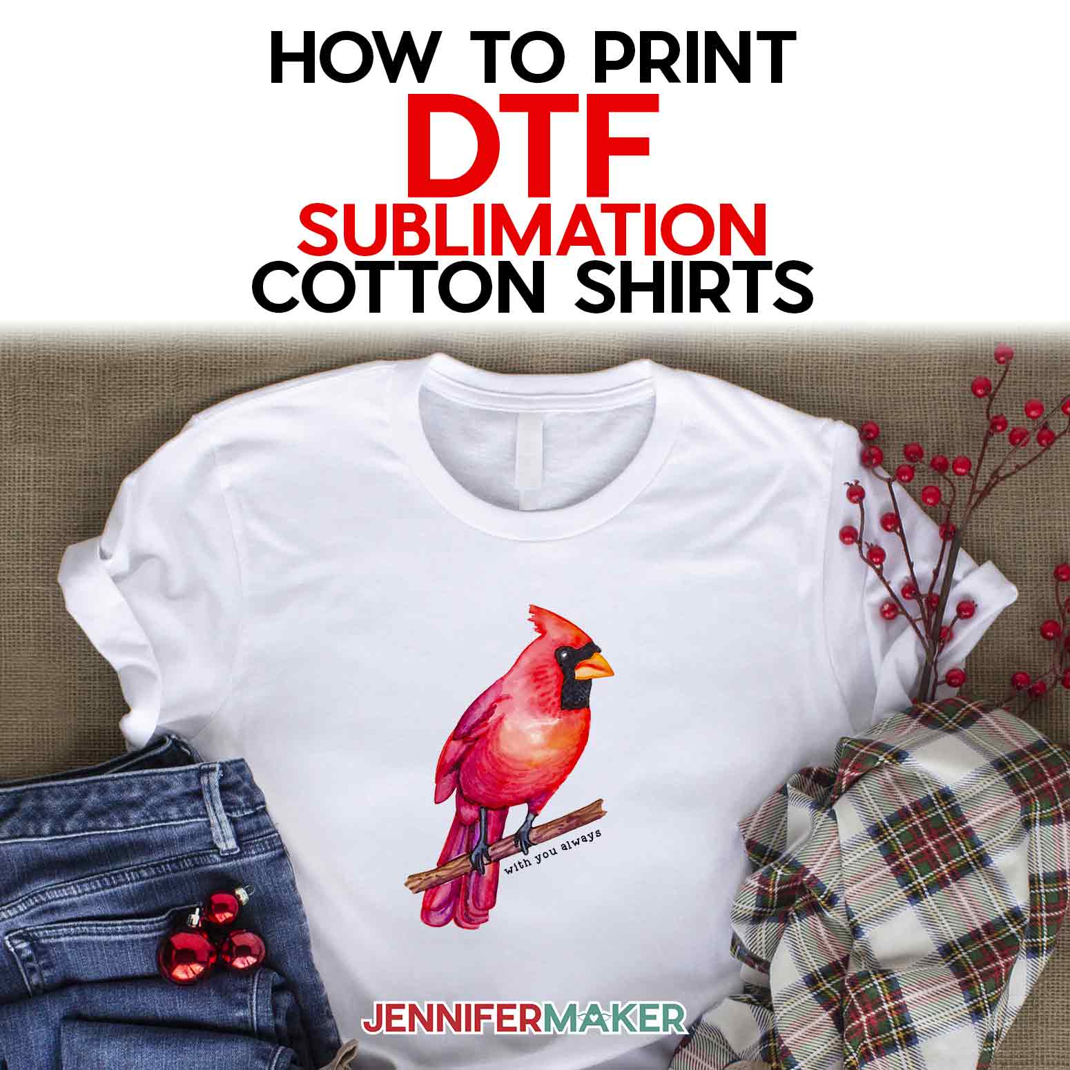 DTF T-Shirt Printing at Home on COTTON: Sublimation Print Hack! - Jennifer  Maker